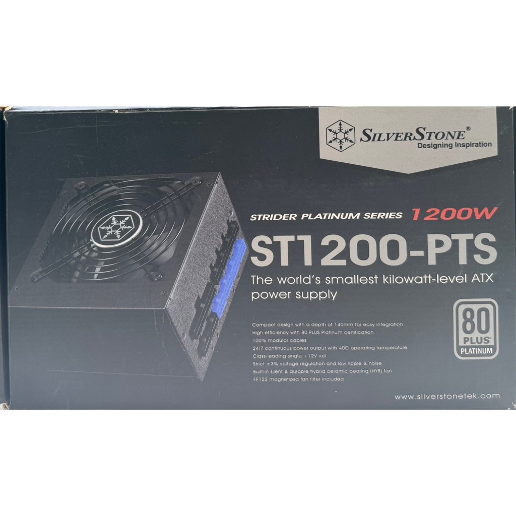 POWER SUPPLY (อุปกรณ์จ่ายไฟ) SILVERSTONE STRIDER - 1200W 80 PLUS PLATINUM (ST1200-PTS) มือสอง ประกัน