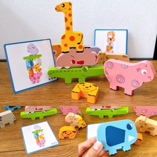 * ออกบิล (ทักแชท)บล็อกตัวต่อไม้ Animal Stacking Block Game
