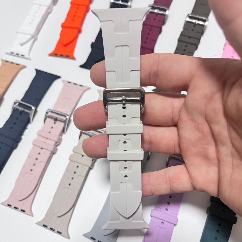สายซิลิโคนระบายอากาศ 49mm46mm45mm42mm41mm40mm38mm44mm สายซิลิโคนแฟชั่น iwatch10/9/8/7/6/5/4/3/2/1/se