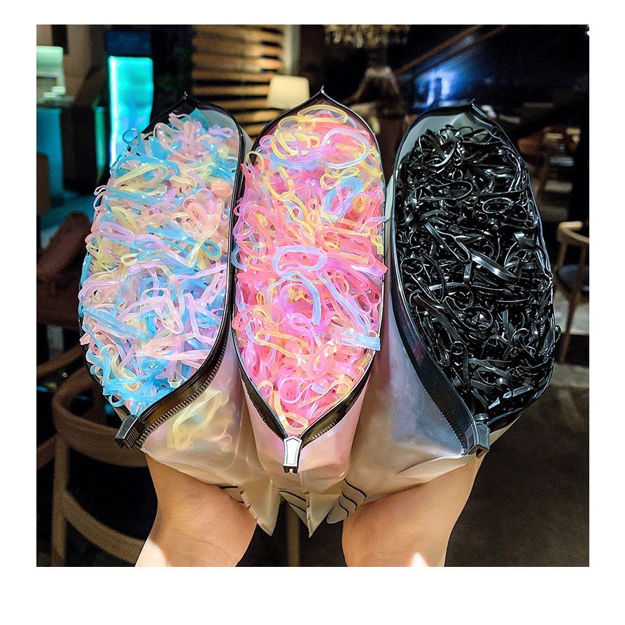 HR-MKT อุปกรณ์ตกแต่งทรงผม หนังยางมัดผม  1 ห่อ 1000 เส้น เส้นกลาง ยืดหยุ่น  ยางรัดผม  ahjaygna1991