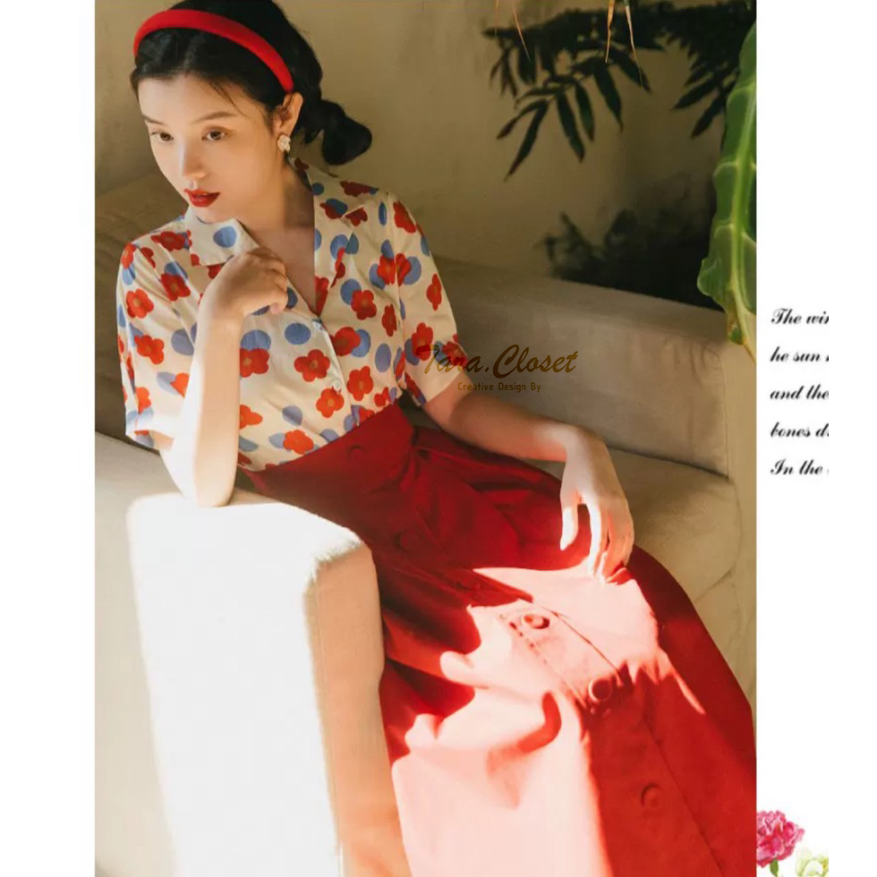 Z034 TARA Skirt กระโปรงยาว จับจีบทวิส เอวสม็อก ดีเทลแต่งกระดุมหน้า ดีไซร์เก๋ งานวินเทจ เนื้อผ้าซาร่า ผ้าสวย ใส่สบาย ราคา ถูกที่สุด ดีลบีเคเค แกลเลอรีภาพที่ 9