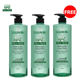 (ซื้อ 2 แถม 1) Tea Tree ที ทรี เจลอาบน้ำ มายด์แอนด์ดีพคลีน 500 มล. (ครีมอาบน้ำ, Shower Gel, Body Wash) ผิวระคายเคืองง่าย