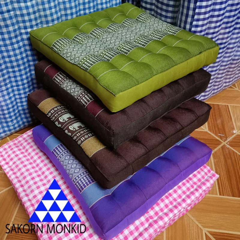 เบาะรองนั่ง Size 38x38x5-6 cm. เบาะนั่งลายขิด เบาะนั่งลายไทย เบาะนั่งผ้าขิด