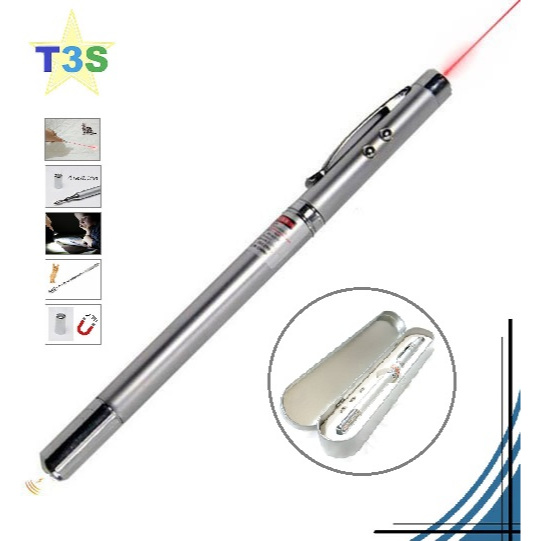 Laser 5 in 1 เลเซอร์ 5 In1 เป็นเลเซอร์ ปากกา ไฟฉาย ไม้ชี้ แม่เหล็ก การใช้งาน 5 อย่างหนึ่งเดียว แถมให้อีก 3 ก้อน ฟรี!