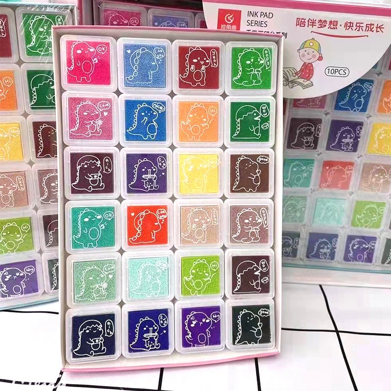 Ink pad หมึกปั๊ม 12 สี 24 สี สามารถใช้ได้กับผ้า กระดาษ ไม้ หนัง งาน DIY ตกแต่ง งานศิลปะ กันน้ำ ราคา ถูกที่สุด ดีลบีเคเค แกลเลอรีภาพที่ 4