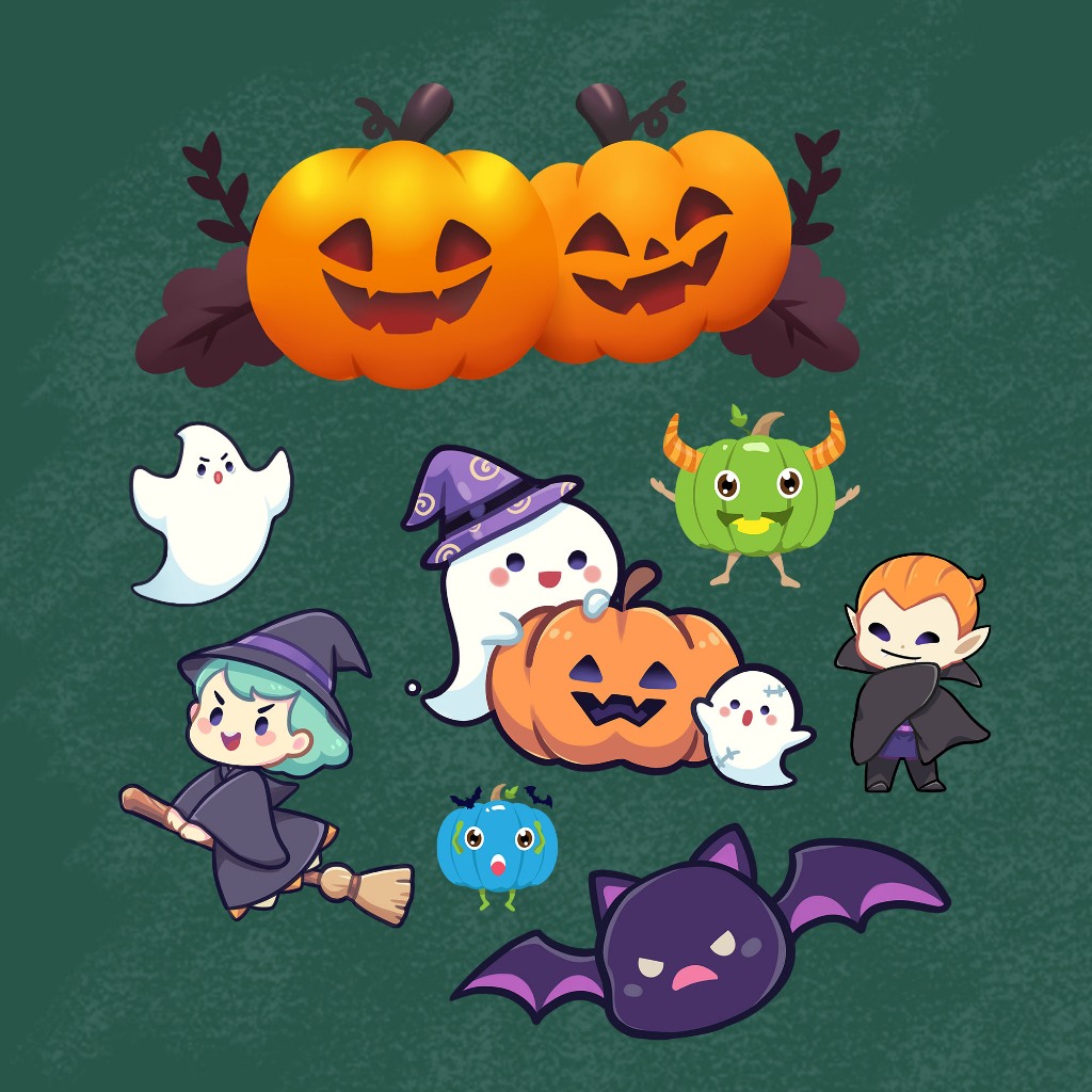 ตัวรีดติดเสื้อ F.187  Halloween ตัวการ์ตูนฮาโลวีน เเม่มด แผ่นฟิล์มรีดร้อน