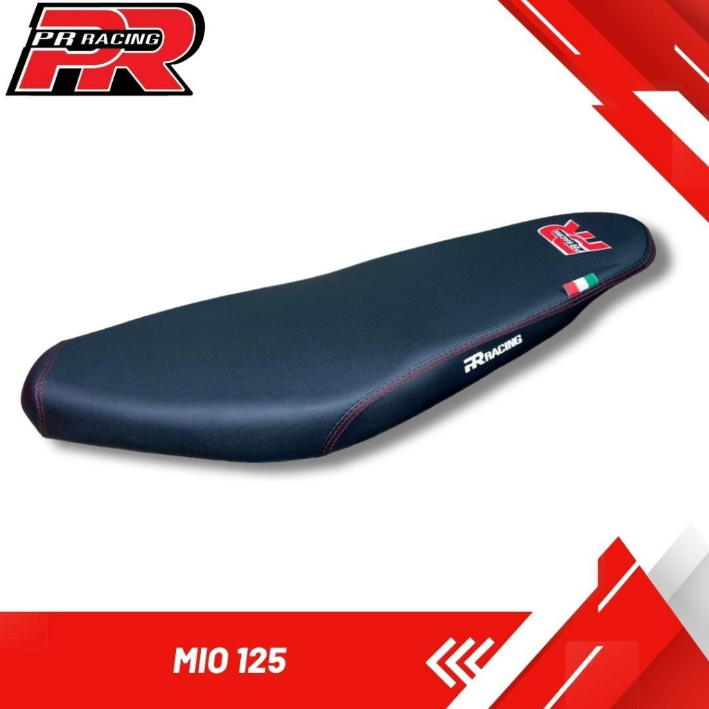 เบาะมอเตอร์ไซค์ เบาะปาด Mio 125 สีดำ โลโก้ PR