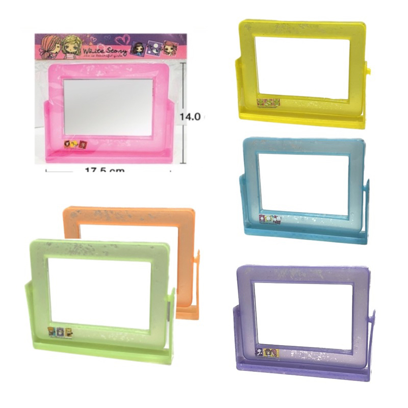 กระจกสี่เหลี่ยมคริสตัลตั้งโต๊ะ มีหลายสี พร้อมส่ง
