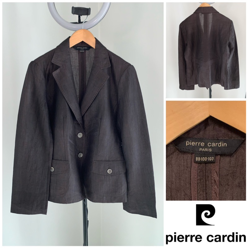 เสื้อสูท Pierre Cardin สีเทาน้ำตาล ผ้าลินิน A155