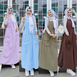 เอี๊ยมกระโปรงผ้าลูกฟูกรุ่นรูดเอว สไตล์เกาหลี[ชุดใส่คาเฟ่]