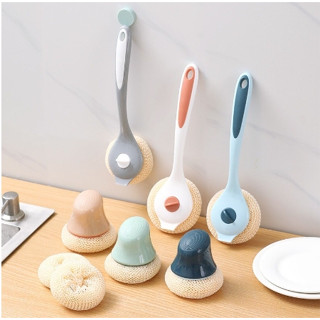 แปรงล้างจาน กระทะ แปรงขัดหม้อ แบบมีด้ามจับ ฟองน้ำล้างจาน ไยข…