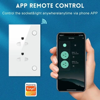 Tuya WiFi Wall Power Socket ปลั๊กไฟติดผนังทูย่า สั่งผ่านแอพ เสียง Google home, Amazon Alexa แอพ TuyaSmart, Smart life