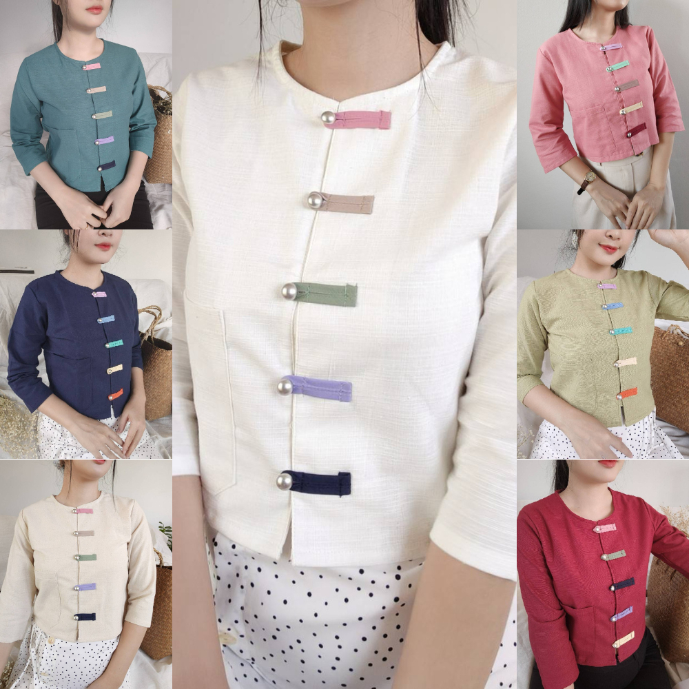 เสื้อพื้นเมือง ทรงกาสะลองกระดุมรมควัน