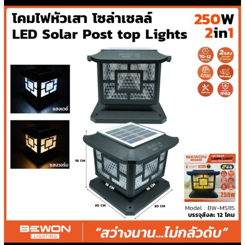 โคมไฟหัวเสา โซล่าเซลล์ 250w Bewon
