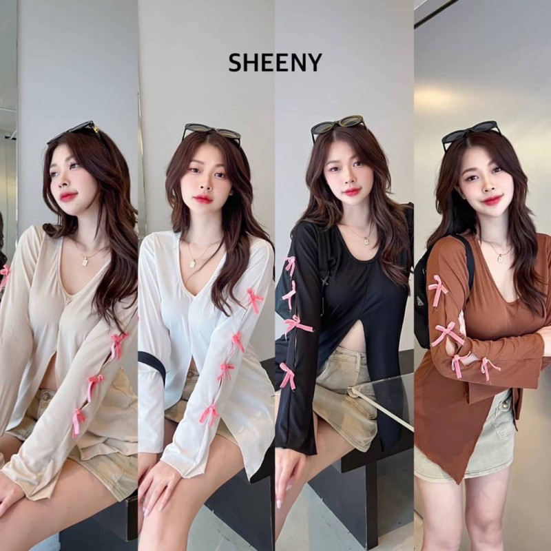 ribbon topแขนยาวsheeny