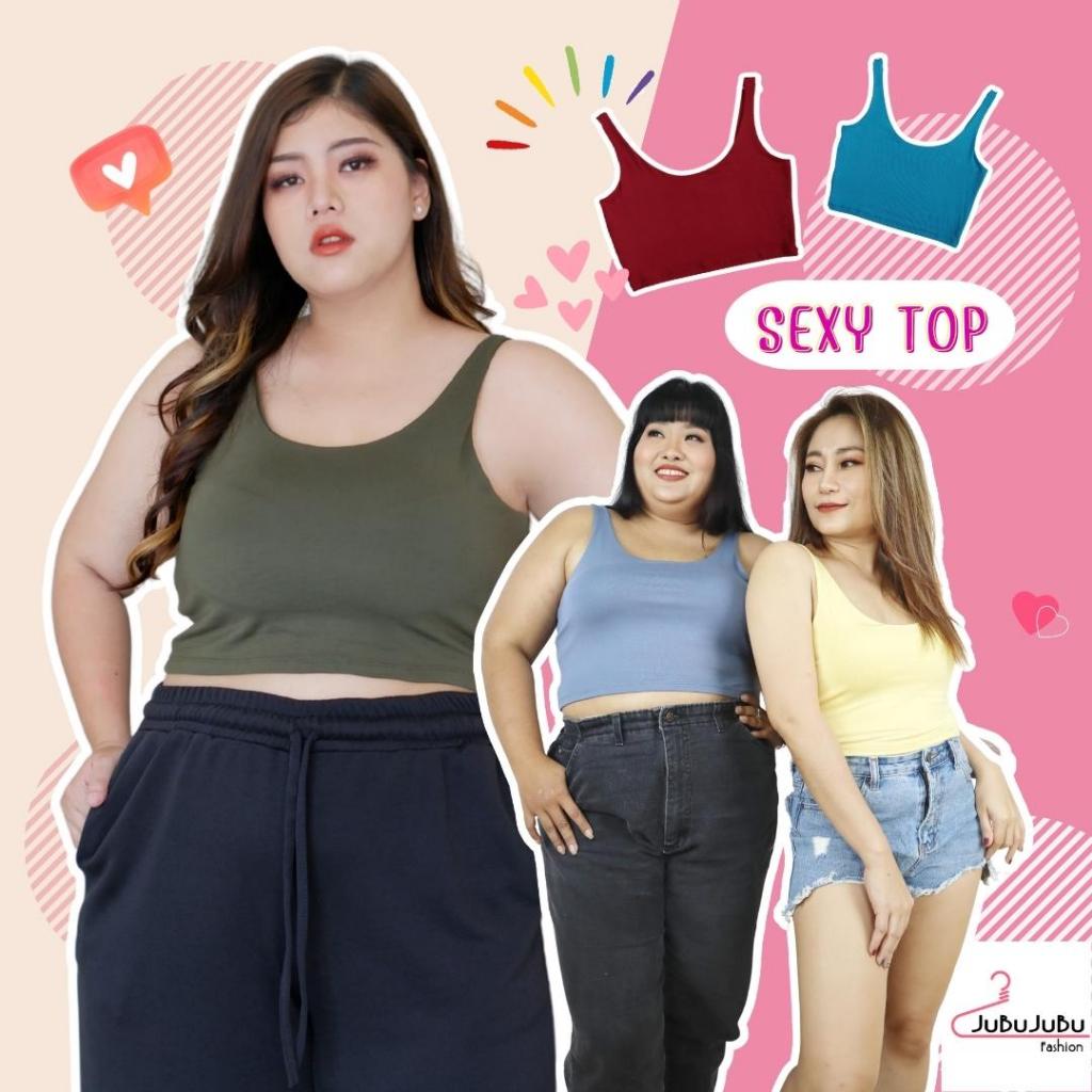 SALE Sexsy Top เสื้อสายเดี่ยว ครอป เสื้อสาวอวบ ซับใน 2 ชั้น หน้าอก 35-50 นิ้ว #488