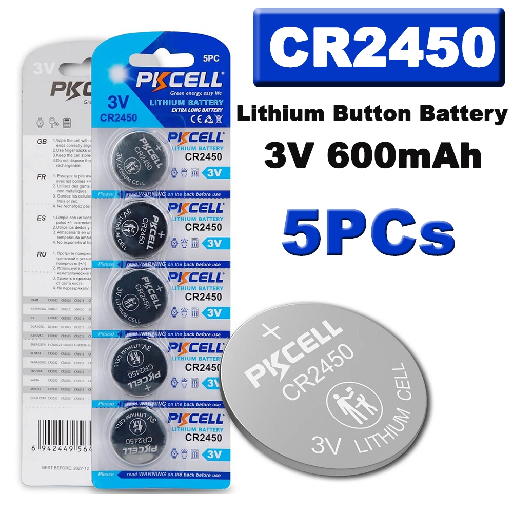 5PCs CR2450 Watche Button Cell Battery ECR2450 DL2450 BR2450 3V Lithium Batteries For Toys Calculato