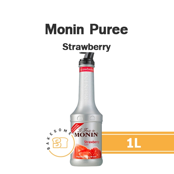 Monin Puree Strawberry โมนิน เพียวเร่ สตรอเบอร์รี่ โมแนง เพียวเร่ 1L พูเร่ น้ำเชื่อมรสผลไม้ผสมเนื้อผลไม้ เนื้อผลไม้