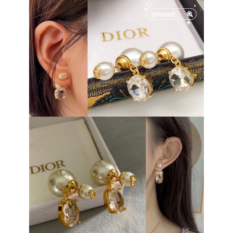 💯  ของแท้ 100% ของแท้ใหม่ DIOR คริสตัลจี้ต่างหูมุก