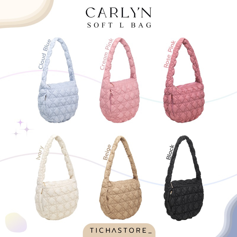 (พร้อมส่ง) กระเป๋า Carlyn Soft L Bag สี Ivory/Black/Rose Pink/Beige/Cloud Blue/Cream Pink ของแท้จากเกาหลี