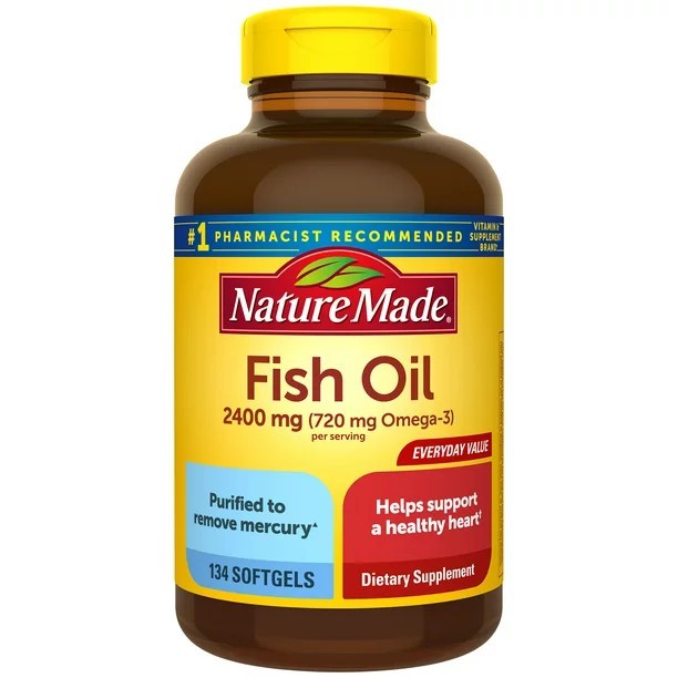 อาหารเสริมบำรุงสมอง เพสริมความจำ Nature Made Fish Oil 2400 mg 134 เม็ด EPA 360 mg. DHA 240 mg.