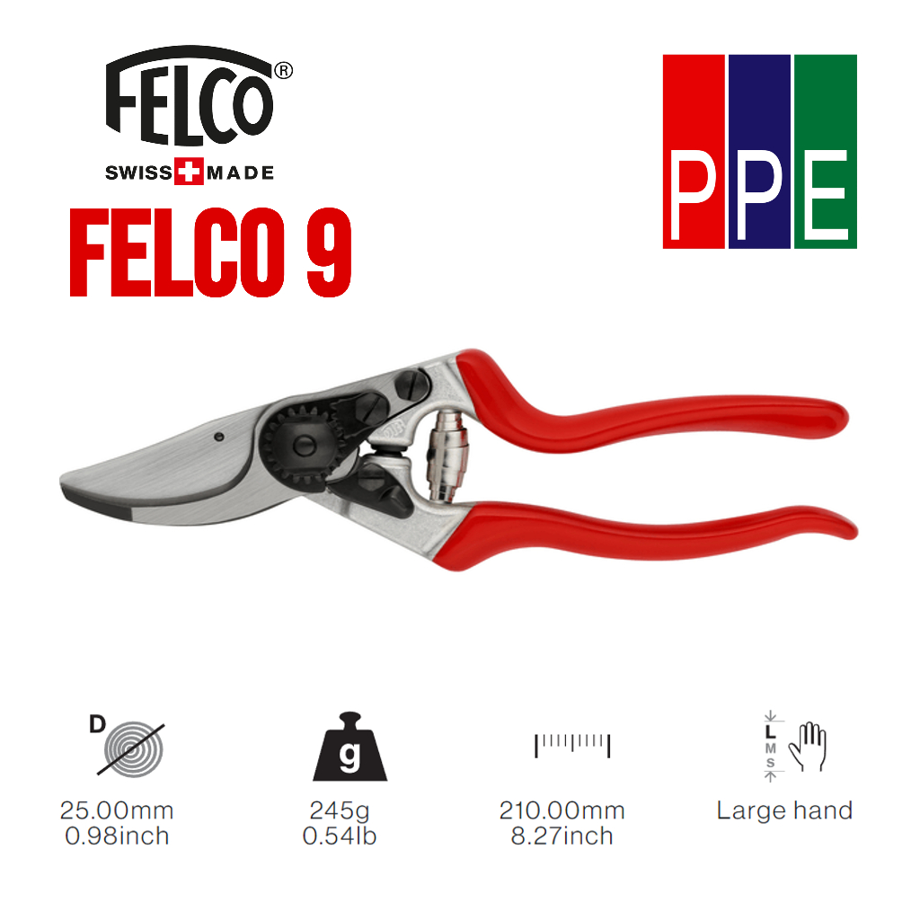 FELCO 9 [FELCO] กรรไกรตัดแต่งกิ่ง กรรไกรงานสวน สำหรับมือซ้าย High performance - Ergonomic - Left-hand version