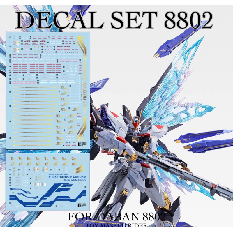 🟦DECAL ดีคอลน้ำ 8802 HD แบบ CHROME เงา MG STRIKE FREEDOM 8802