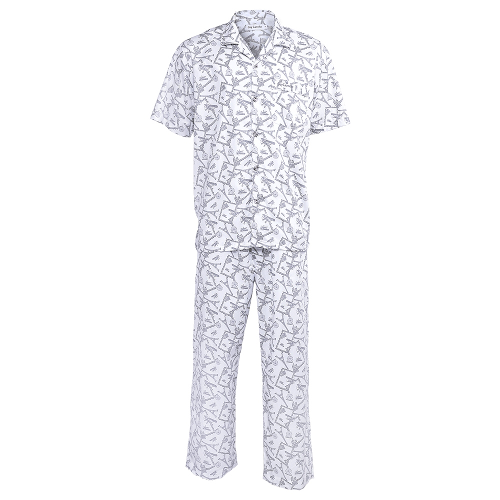 Guy Laroche ชุดนอน (แขนสั้น-ขายาว) ลายพิมพ์ Cotton 100% (JPP5951W3WH)