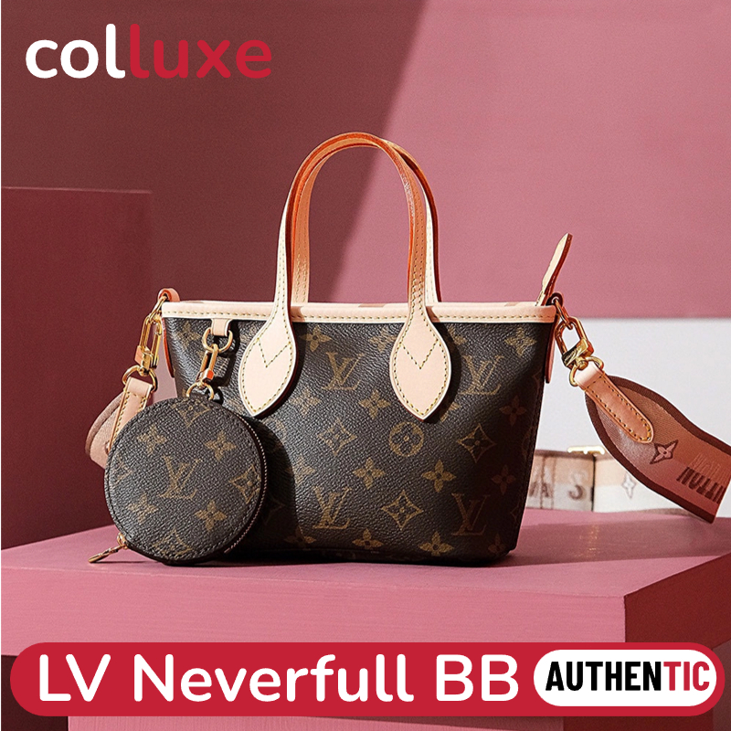 2023 New!!👜หลุยส์วิตตอง Louis Vuitton LV Neverfull BB Bag Mini Tote กระเป๋าสะพายสตรี สายสะพายไหล่คู่