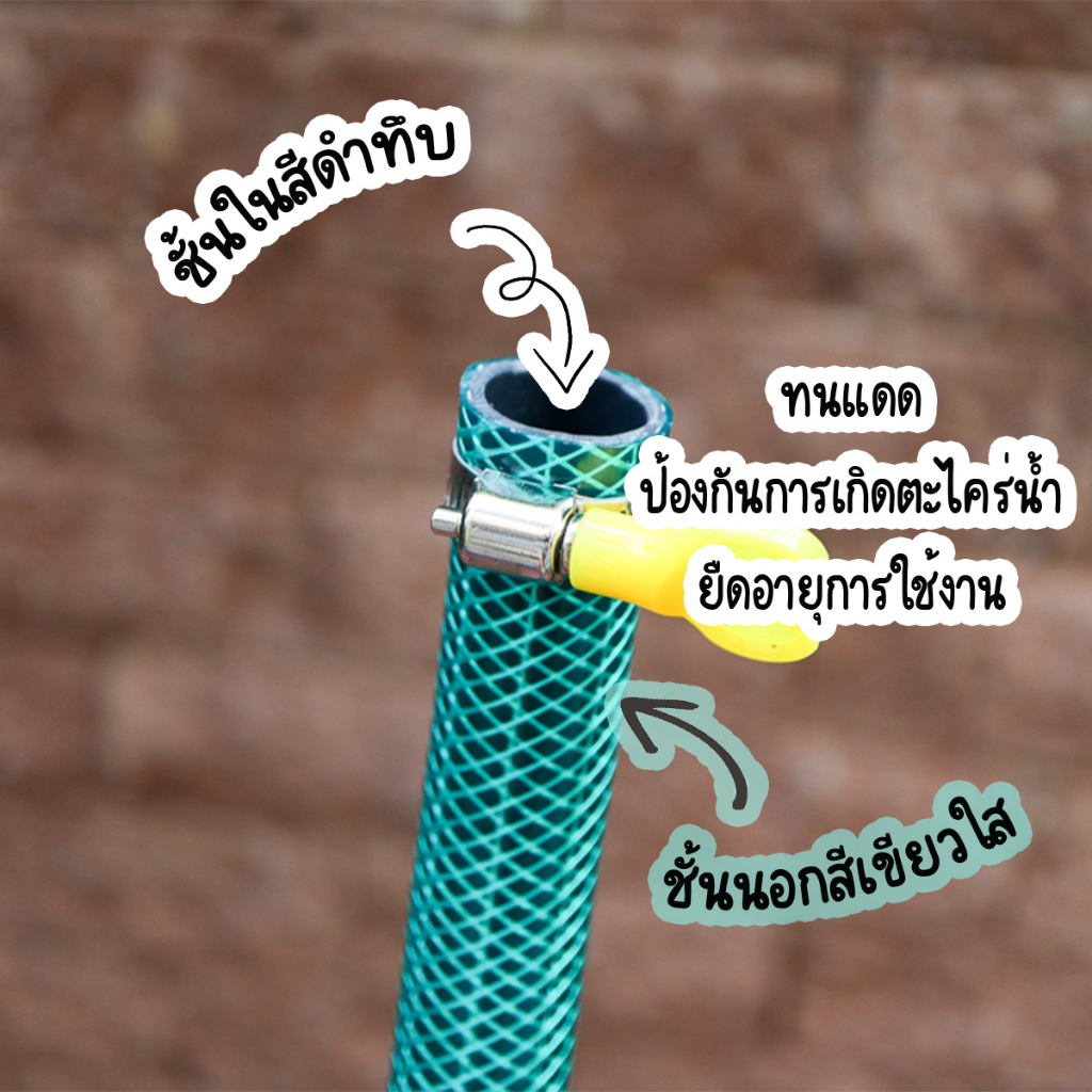 Shiyoda แบ่งขายเป็นเมตร!! สายยาง 4 หุน สายยางรดน้ำต้นไม้ 1/2" ชนิดสายถัก [GH12-01]