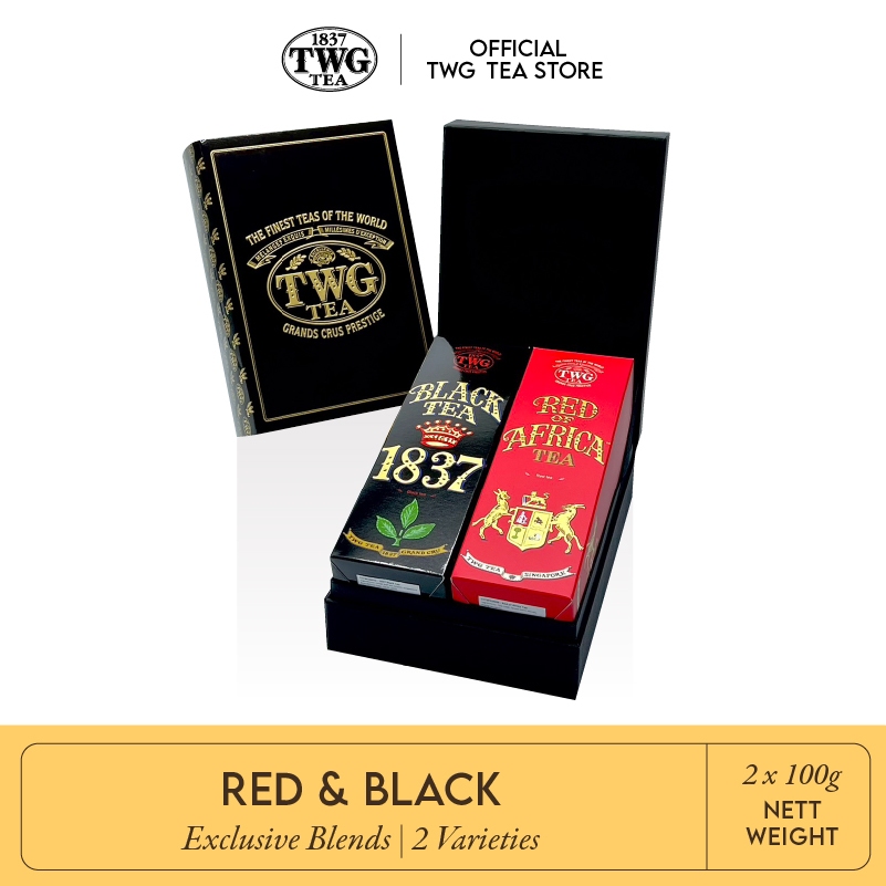 TWG TEA  Black&amp;Red haute couture style gift set (box of 2) เซ็ทชาพร้อมกล่องห่อTWG