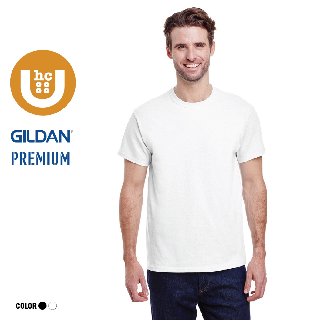 GILDAN Premium Cotton 100% แท้ S-XL ขาว ดำ เสื้อยืด unisex