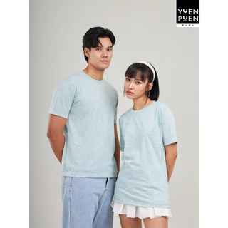 YuenPuen เสื้อยืดคอกลม สีเขียวท็อปดราย ยืนพื้น ไม่ยืด ไม่ย้วย ไม่ต้องรีด สีพื้น เนื้อผ้านุ่มใส่สบาย