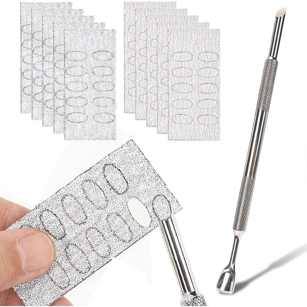 ไม้ดันหนังเคลียหน้าเล็บ ขัดเล็บ Stainless Pusher Self-Adhesive Sandpaper ตะไบหน้าเล็บได้เลย ลดความมันหน้าเล็บ