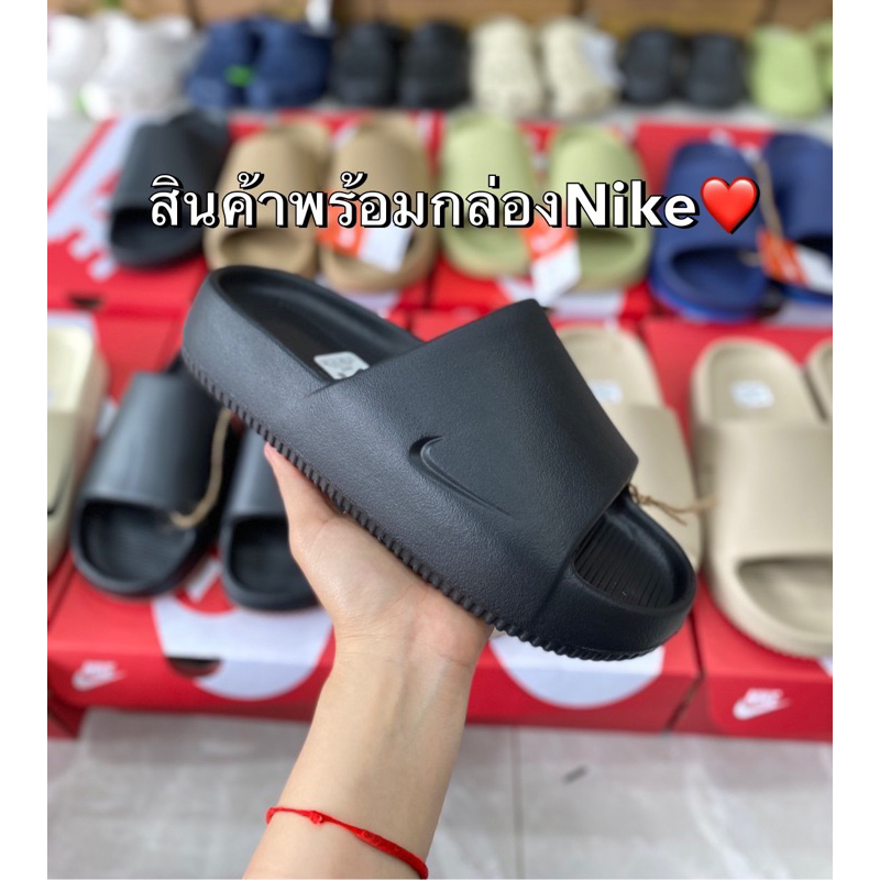 ชนShop รองเท้าแตะ NIKE CALM SLIDE ผิวหยาบ พื้นโลโก้ มีป้าย รองเท้าแตะพื้นสูง รุ่นใหม่ นิ่มมาก