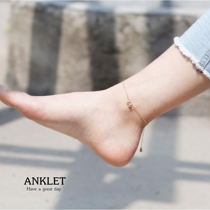 Alina anklet ALS-014 สร้อยข้อเท้าเงินแท้ 92.5% ตุ้งติ้งกระดิ่งคู่ ขนาดความยาว 20+3 cm