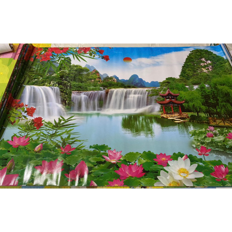 ภาพโปสเตอร์น้ำตกดอกบัว ขนาดกว้าง150 สูง100 cm