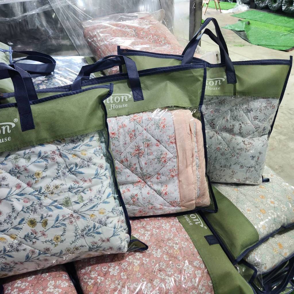 เฉพาะผ้าห่มบาง 5ฟุตครึ่ง  รุ่นบางเบา  ลายดอกไม้ นุ่ม สบายผ้าไข่มุก ของcotton house