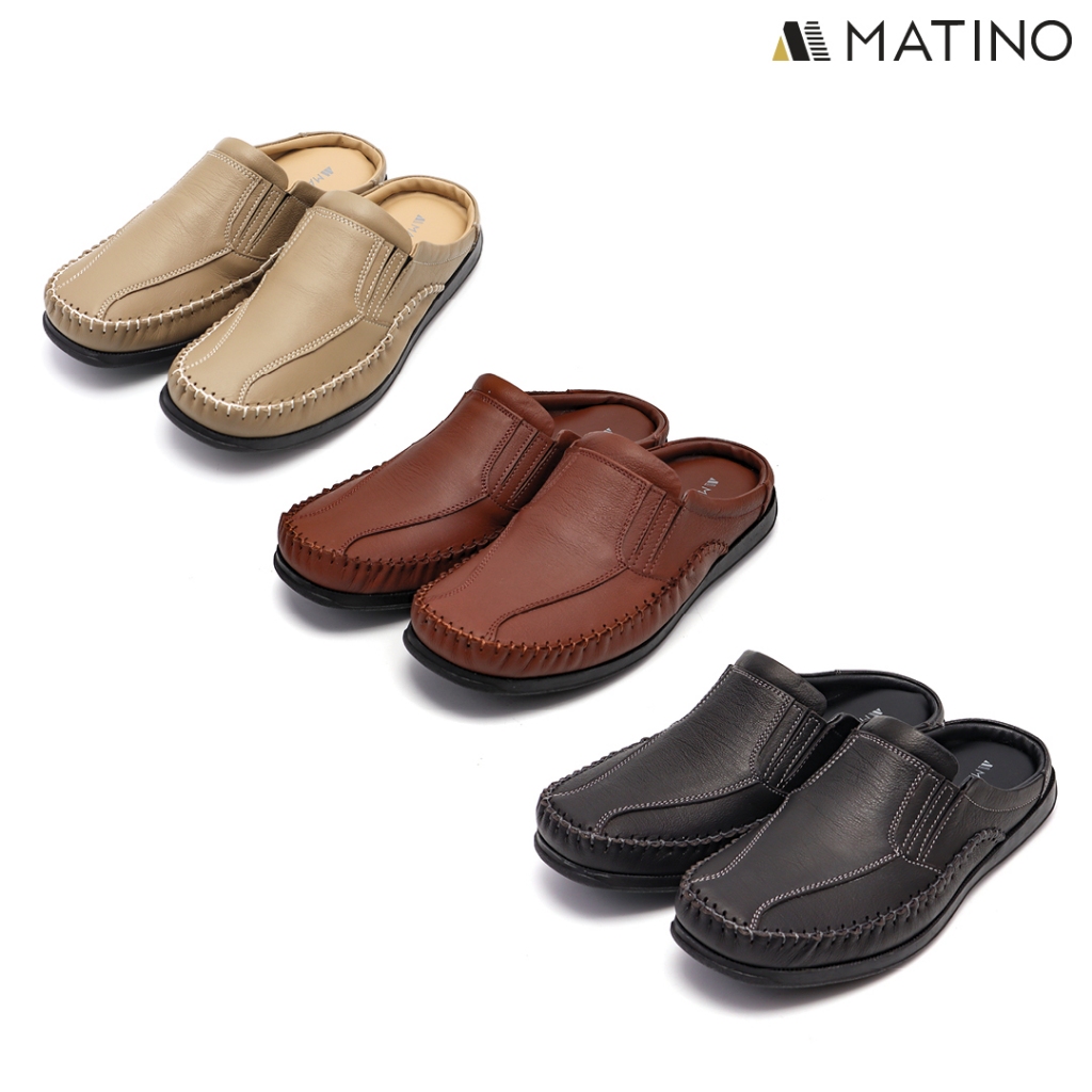 MATINO SHOES  รองเท้าชายลำลองเปิดส้นหนังแท้ รุ่น MC/S 1501m - BLACK/BROWN/TORO