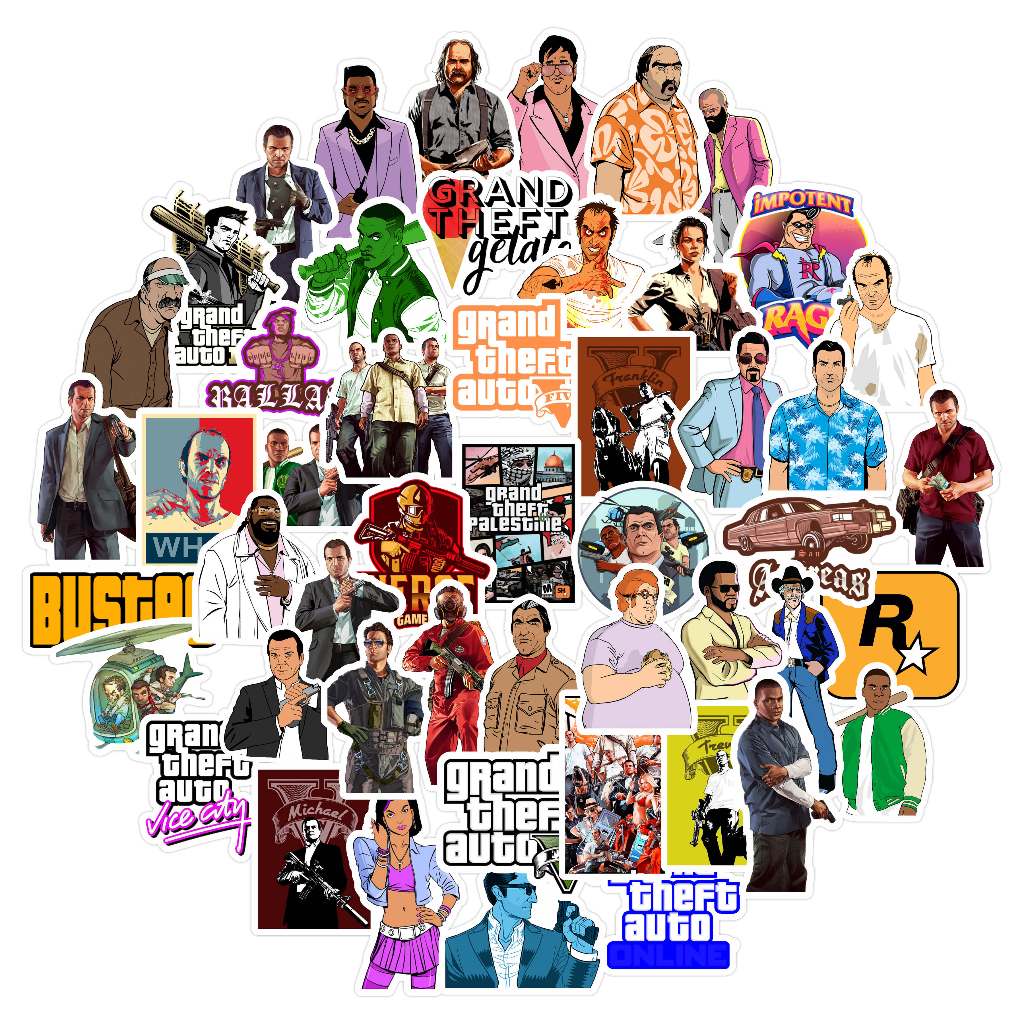 💥พร้อมส่ง💥BIG SALE GTA Grand Theft Auto Sticker สติกเกอร์กันน้ำรูปแบบที่แตกต่างกัน 50 ชิ้น GTA5 NINT