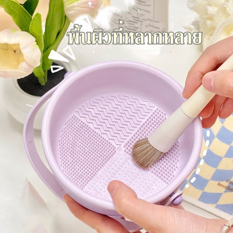 ที่ล้างแปรงแต่งหน้า 3 In 1 น้ำยาล้างแปรง อุปกรณ์ทําความสะอาดแปรงแต่งหน้า แบบพกพา พับได้ - รูปที่ 3