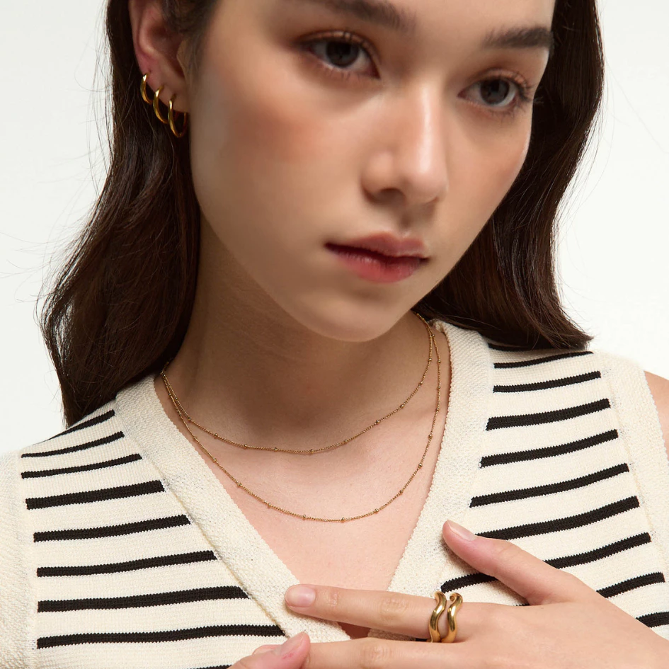 Bemet bead necklace สร้อคอสแตนเลส