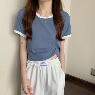 เสื้อยืดครอปคอกลมแขนสั้น แฟชั่น สไตล์มินิมอล สั่งเผื่อไซส์ด้วยจ้า ผ้านิ่มมาก คุณภาพดี ใส่สบาย ราคาถูกที่สุด พร้อมส่ง
