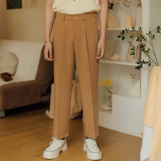 KINS | Slacks Pansts กางเกงสแล็ก กางเกงสแล็คทรงกระบอก กางเกงขายาว เอวสม็อค (รหัส : KN219)