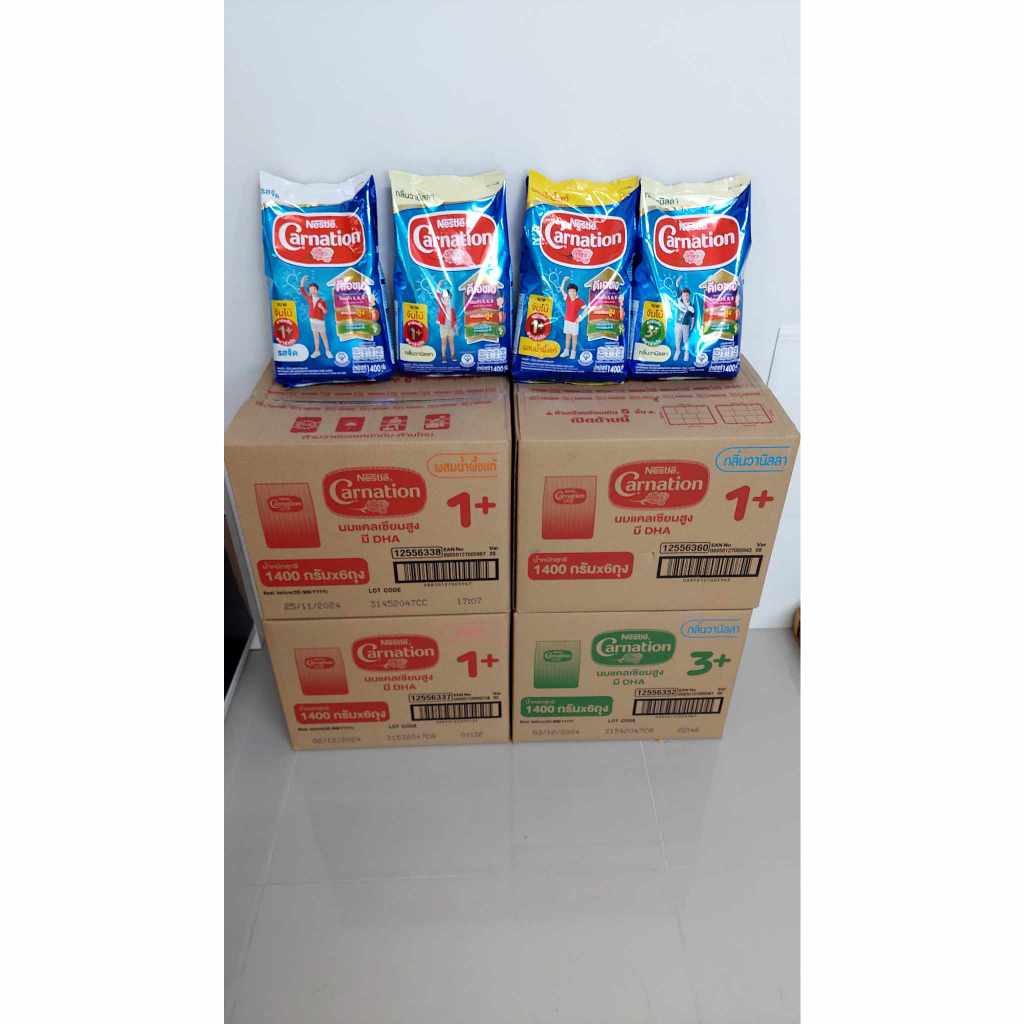 คาร์เนชัน พลัส สมาร์ทโก 1+และ3+ ขนาด 1400 กรัม/(1 ถุง) รสน้ำผึ้ง,จืด,วานิลลา