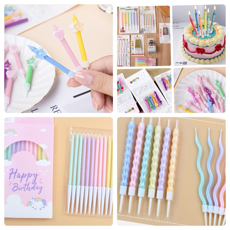 เทียนhbd หลายแบบ เทียนลายHappy birthday 6แท่ง พร้อมส่งในไทย