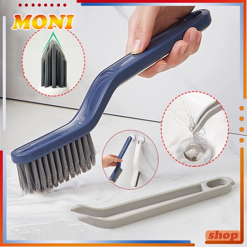 แปรงขัดห้องน้ํา แปรงขัดพื้น 2 in 1 มีหัวแปรงเล็กขัดช่องว่าง ขัดพื้น ห้องน้ำ ห้องครัว พร้อมที่ปาดน้ำ อเนกประสงค์ ขนทรงสาม