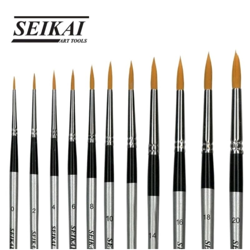 พู่กัน สีน้ำกลม Twotone Seikai water round 2tone gold brush