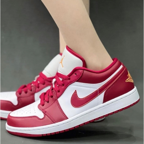 Nike Air Jordan 1 Low “cardinal”สีขาวแดง ของแท้ 100 % รองเท้าผ้าใบ