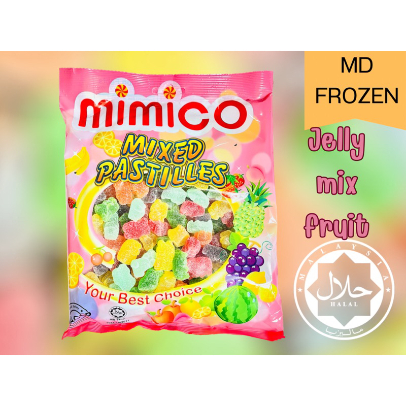 MIMICO เจลลี่ผลใม้รวมเคลือบน้ำตาลรูปหมี(เกรดAน้ำตาลไม่ละลาย) ขนาด 700กรัม (มีฮาลาล) JELLY MIX FRUIT 